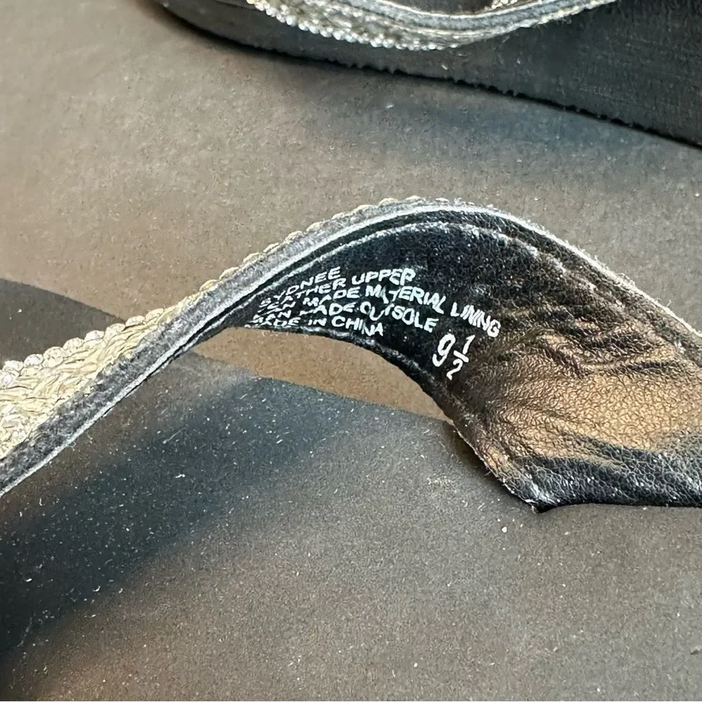 Yellowbox Black‎ Crystal Strap Flip Flops Size 9.5 - Picture 5 of 7